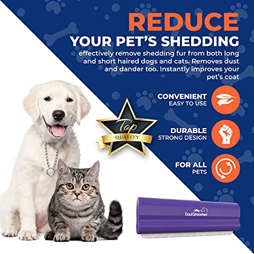 EasyGroomer Deshedding Brush for Dogs & Cats – Undercoat Grooming Tool for Short & Long Hair, Removes Loose Fur & Dirt, Reduces Shedding for Small & Large Pets, Purple