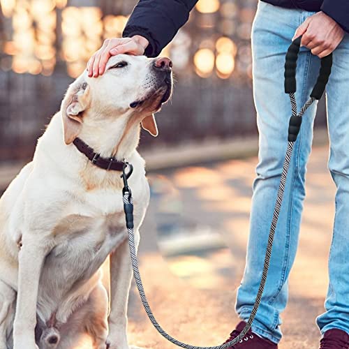 MayPaw Heavy Duty Rope Dog Leash, 3/4/6/7/8/10/12/15/20/30 FT Nylon Pet Leash, Soft Padded Handle Thick Lead Leashes for Large Medium Dogs (Black, 1/2" * 6')