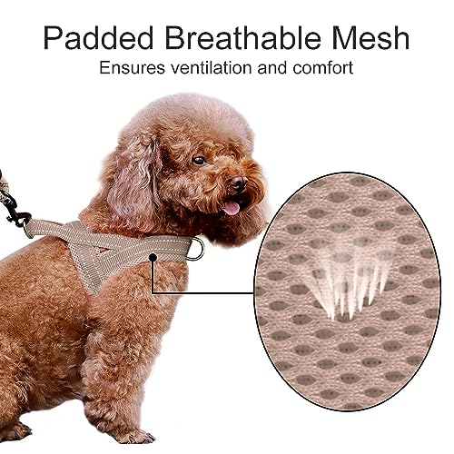 Plutus Pet No Pull Dog Harness with Breathable Mesh Padded, Adjustable Reflective Escape Proof Dog Harness, Quick Fit Dog Vest Harness for Small Medium Large Dogs(M, Beige)