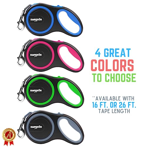Emperor Pets 26 ft Retractable Dog Leash Large Dogs - Up to 110lbs, Heavy Duty Leash Retractable 26 ft, Dog Leashes for Large Breed Dogs -BL26