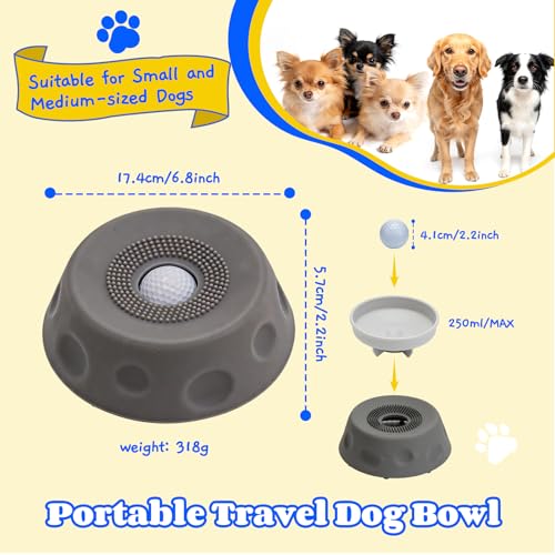 Dog Lick Bowl with Ball, Slow Feeder Lick Ball Bowl for Dogs, Dog Licking Bowl with Rolling Ball, Slow Feeder Ball Bowl to Slow Pet Eating, Rolling Ball Dog Bowl Give Pet More Time to Enjoy Eating