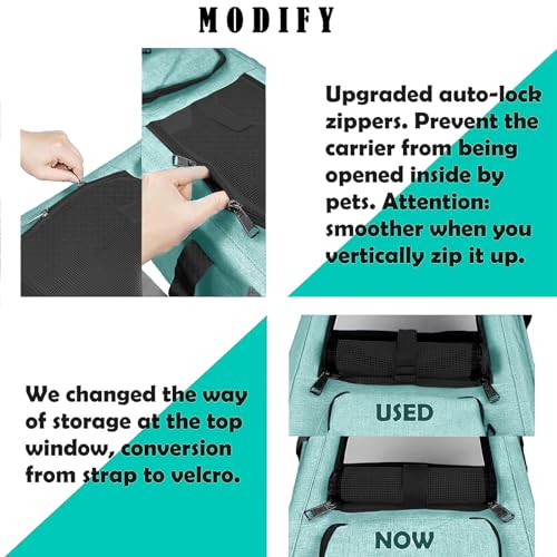 GAPZER Small Dog Carrier for Puppy Yorkshire Softshell Car Transport Chihuahua Carry Cage 18-inch Collapsible Doggie Vet Visit Crate Easy Load Roomy Pet Carrier Bag Kennel Dog Essentials Teal