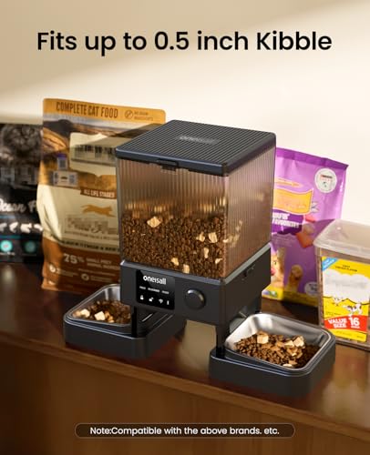 oneisall Automatic Cat Feeder with 5G WiFi, Automatic Cat Food Dispenser for 2 Cats Small Pets, 20 Cups/5L Timed Dry Food Dispenser with App Control