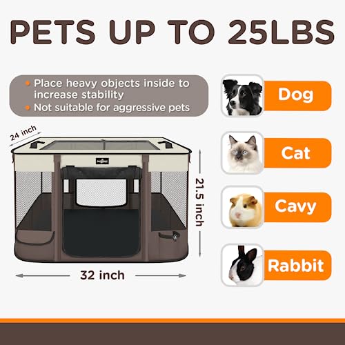 Paw Ballet Foldable Pet Kitten Playpen, Upgrade Waterproof Portable Cat Dog Playpen Kennel Tent for Small Dog Cat, Retractable Shade Cover, Indoor Outdoor Use for Small Pet.