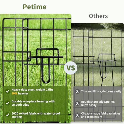 PETIME Foldable Metal Dog Exercise Pen/Pet Puppy Playpen Kennels Yard Fence Indoor/Outdoor 8 Panel 24" W x 24" H with Bottom Pad (with Bottom pad, 8 Panels 24" H)