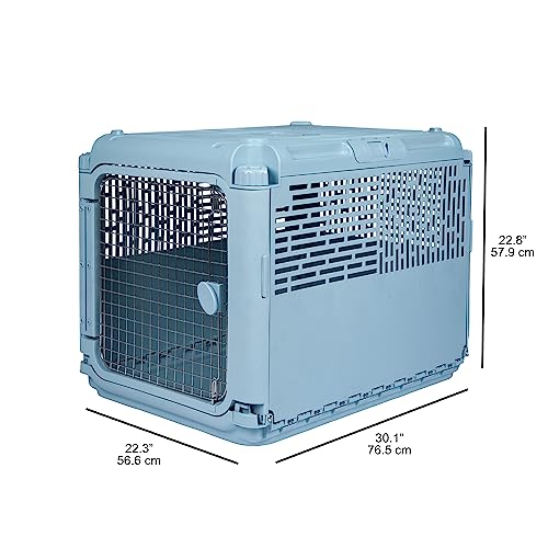 Sport PET Plastic Kennels Rolling Plastic Wire Door Travel Dog Crate, Collabsible Kennel, 22.1" L x 23.3" W x 30.6" H