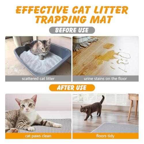 ondware Cat Litter Mat, 30x24 Inch Double Layer Litters Box Mat, Waterproof Cat Mat for Litter Box(Gray)