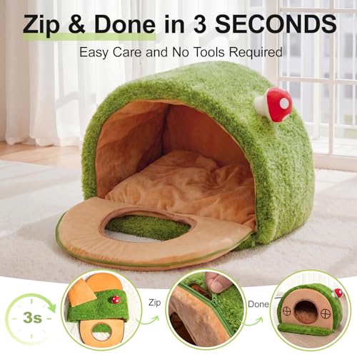 Mellownido Cat House for Indoor Cats - Cute Cat Bed Cave, Tree Hole Cat Bed Tent for Kittens and Small Medium Pets with Removable Washable Cushion & Anti-Slip Bottom, Enclosed Kitten Bed Hideaway