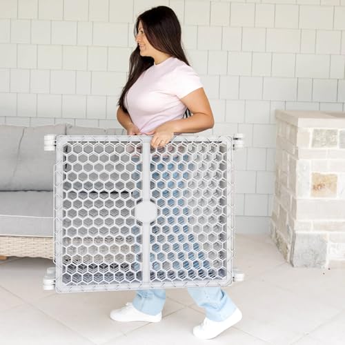 Regalo Safety 192" Super Wide Baby Gate & Play Yard, 2-in-1 Adjustable Playpen for Babies, Toddlers & Pets, Includes Wall Mount Kit, Plastic, Gray