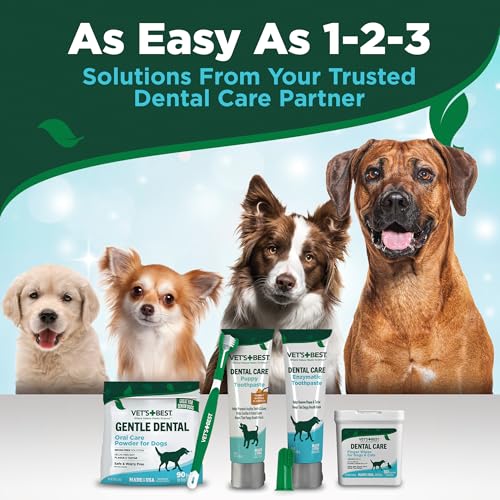 Vet's Best Finger Dental Wipes for Dogs and Cats – Oral Care Wipes for Teeth Cleaning, Fresh Breath, and Tartar Control – Gentle Finger Pads for Pet Dental Hygiene and Plaque Removal – 50 Count