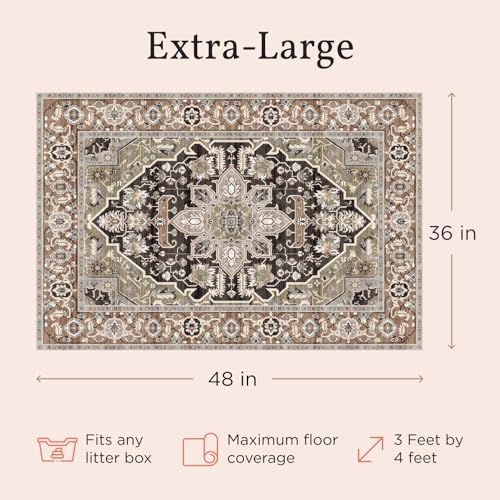 Lovewag Pets Cat Litter Mat 2 Pack - Large 36x48 Machine Washable Easy Clean Non-Slip Waterproof Trapping Mats for Cats - (Marmalade Sunshine)