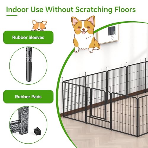 Mr IRONSTONE Dog Playpen with Anti-Rust Coating – 32" Height 16 Panels Portable & Foldable Indoor/Outdoor Pet Fence for Large, Medium, or Small Dogs – Durable Exercise Pen