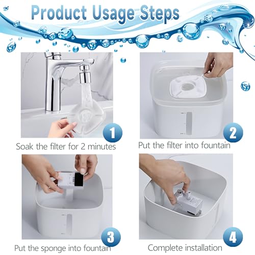 OPISICEN 18 Pcs Cat Fountain Filters Replacement Compatible with VEKEN 95oz/2.8L, 67oz/2L, 135oz/4L Pet Fountain