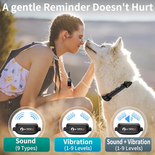 PaiPaitek No Shock Dog Training Collar with Remote 3300ft Range, Strong Vibrating Dog Collar Beep and Vibrate Only, Waterproof & Rechargeable Vibration Collar for Small Medium Large Dogs - No Prongs