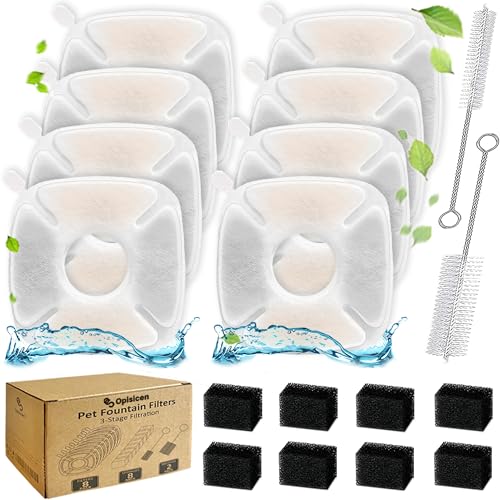 OPISICEN 18 Pcs Cat Fountain Filters Replacement Compatible with VEKEN 95oz/2.8L, 67oz/2L, 135oz/4L Pet Fountain
