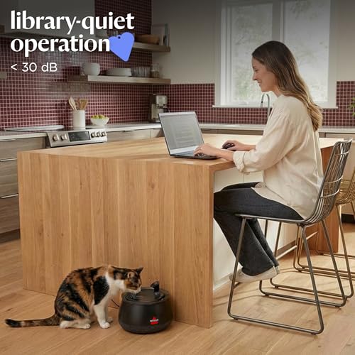 BISSELL HydrateWell Pet Water Fountain, 91oz Automatic Cat Water Fountain with Wireless Pump, SlimeShield and 5-Layer Filtration, Ultra Quiet Cat Water Dispenser, 4408