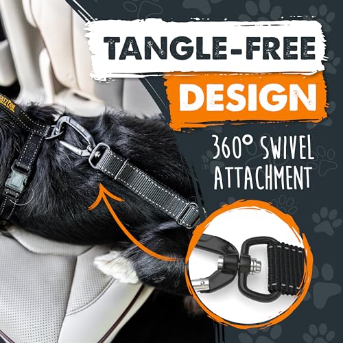 Mighty Paw Dog Seat Belt for Car - Safe Distraction Free Driving, Heavy-Duty Design with Aviation Grade Aluminum Carabiner, Adjustable Dog Seatbelt Harness for Small, Medium and Large Pets