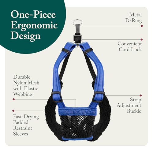 Sporn No Pull Dog Harness, Durable Nylon Mesh Harness for Small Dogs, No Choke Design, Padded Restraint Sleeves, Adjustable Fit, Easy On/Off, Ideal for Small Breeds, Blue