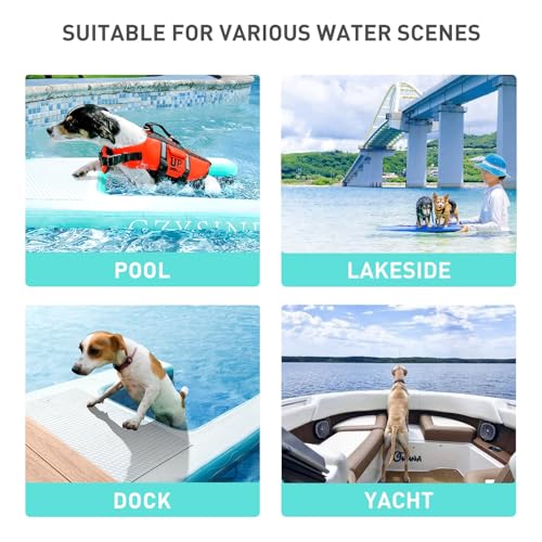 GZYSINFLA Inflatable Large Dog Water Ramp Float Floating Ramp-Swimming Pets Up to 200 Pounds Large Dogs-Inflatable Stairs for Boats, Docks, with Pump/Rope/Repair Kit - PVC Anti-Slip Fabric