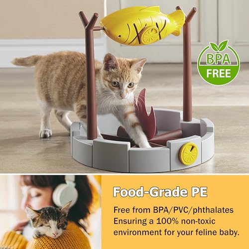 PetPals Cat Slow Feeder, Treat Dispenser - Interactive Cat Puzzle Toy for Small Pets & Kittens, Mental Stimulation Pet Food Feeding Toy, Dry Food Dispensing Cat Toy