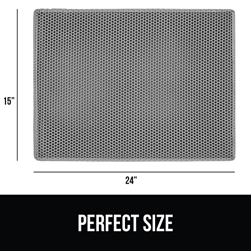 GORILLA GRIP Honeycomb Cat Litter Box Mat, Two Layer Trapping Waste Mats, Soft On Paws, Litter Box Supplies and Essentials for Indoor Cats, Traps Excess, Water Resistant for Floors, 24x15 Gray