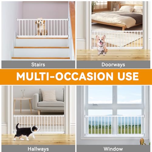 SHYUJAJIE Dog Gate for Small Dogs,Adjustable 18-48" Extra Wide Short Dog Gate for doorways,Low Pet Gate to Step Over for Stairs(White, 10" Height)