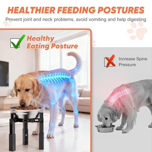 XIAZ Dog Bowl Stand Elevated Food Water Bowl Holder for Large Medium Small Sized Dog, Heights&Width Adjustable, Non-Slip, Durable, Elevated Feeding Bowl Stand for All Dogs Bowls (Stand Only)