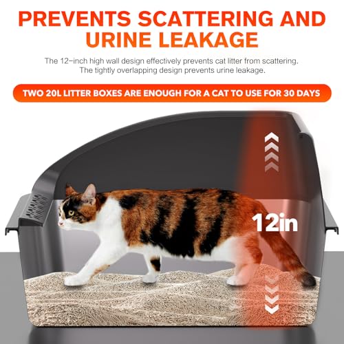 KITCATY 2PACK Stainless Steel Cat Litter Box, 20" L x 13.8" W x12 H Metal Kitty Litter Box with Lid, Never Absorbs Odors, Leak-Proof, Non-Sticky, Easy to Clean, with Scoop