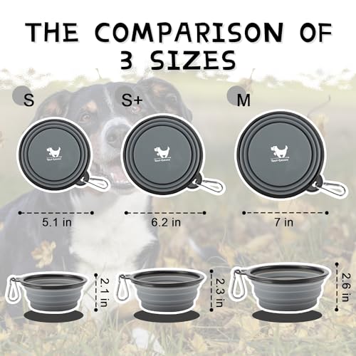 Collapsible Dog Bowls for Travel, 2-Pack Dog Portable Water Bowl for Dogs Cats Pet Foldable Feeding Watering Dish for Traveling Camping with Carabiners, BPA Free (Grey&Pink, Small (Pack of 2))