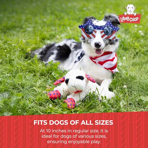 Multipet Lamb Chop Dog Plush Toy - Squeaky Toy for Small & Medium Dogs - Extra Soft Plush - Stuffed Animal for Cuddling & Playing (10", Cream, 5 Squeakers)
