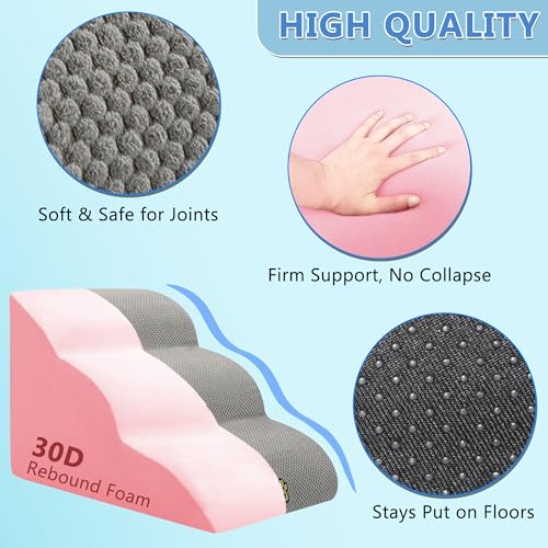 OYLZ Pet Steps Dog Stairs for Sofa Couch and Bed High Density Sponge Pet Ramp with Removable Washable Cover Non-Slip Base Stable Dog Steps 15.7" H