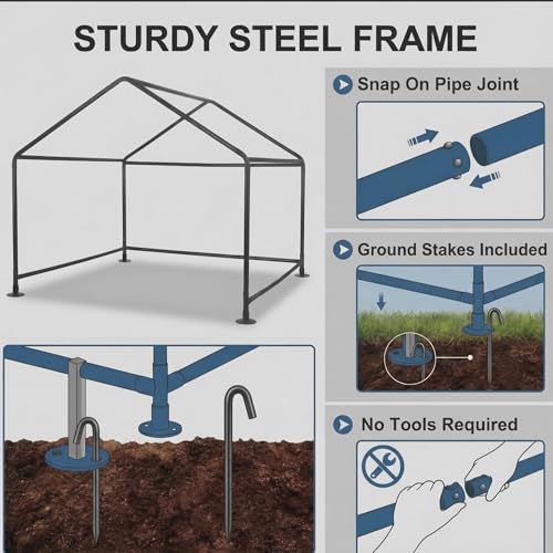 Yokaniwa Dog Tent House Outdoor Shade 4'x4'x3' Shelter for Large Medium Pets,Outside Sun Rain Waterproof Canopy with Three-Sided Breathable Mesh Windows,Livestock House with Ground Nails,Dark Gray