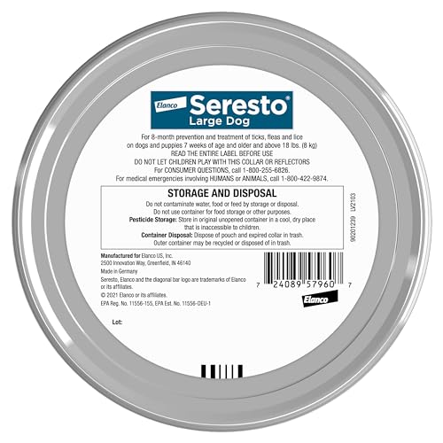 Seresto Flea & Tick Collar For Dogs Over 18 lbs., Treatment & Prevention, Vet-Recommend, 8 Month Protection