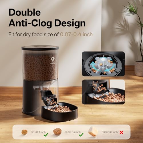 PETULTRA Automatic Cat Feeder WiFi- 5Ghz Cat Food Dispenser with APP Remote Control- Auto Pet Feeder for Small Dog Indoor- Easy to Set Up and Clean- Dual Power with Desiccant Bag Keep Fresh
