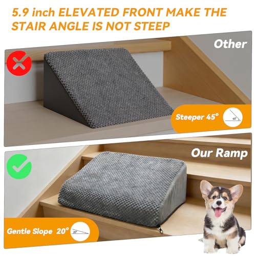 6-Pack Dog Ramp for Stairs, 40D High-Density Foam Pet Steps with Gentle 20°Slope for Staircase Stairs, Non-Slip Puppy Ramp for Small, Senior & Injured Dogs