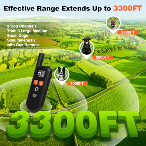 3 Dogs Shock Collar with Remote 3 Pack-3300FT Dog Training Collar with Fashlight, IPX7 E Collar with Double Shock for Small Medium Large Dogs(5-150lbs)-4 Training Modes, Adjustable Strap, Rechargeable