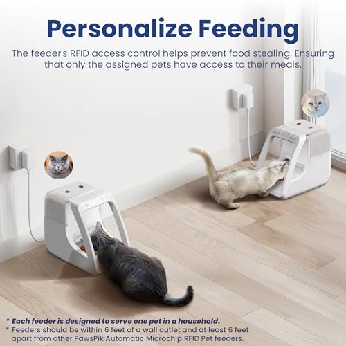 PawsPik Automatic Microchip RFID Cat Feeder,16-Cup, ISO Microchip & PawsPik RFID Tag Compatible, App Control, Portion Control