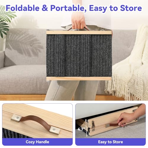 2026 Upgraded Dog Ramp for Couch, Foldable Small Dog Ramp for Sofa, 4 Adjustable Height from 13'' to 21", Portable Stable Pet Steps with Non-Slip Pad, Pet Ramps Use for Sofa Couch Stairs