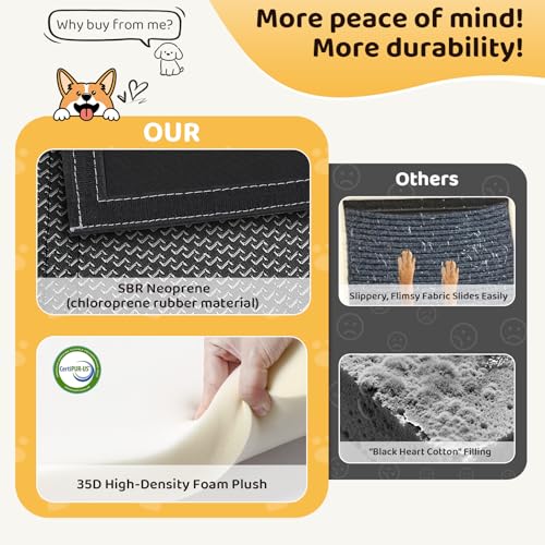 Dog Stairs for Small Dogs and Cats 16" H - with Encrypted Dot-Grip Non-Slip Surface, 2-in-1 Pet Ramp & Steps for Bed/Couch, Foldable Split Ottoman with Solid Wood Frame, Sturdy & Portable for Puppies