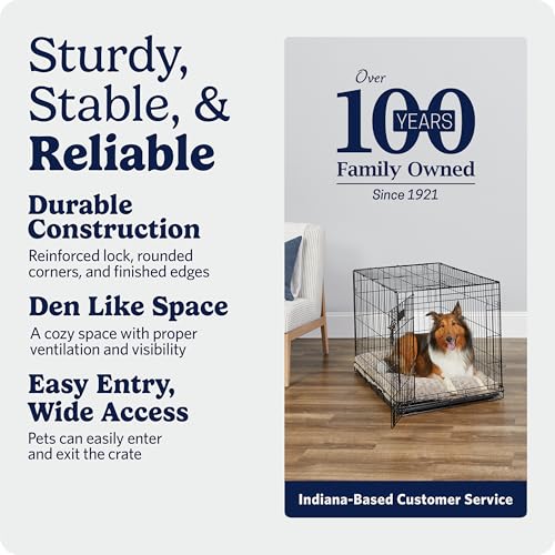 MidWest Homes for Pets 36-Inch iCrate for Medium-Large Breeds, 41-70 lbs, Single Door Folding Dog Crate with Divider Panel, Leak-Proof Tray & Secure Latches, Portable, Durable & Easy to Assemble
