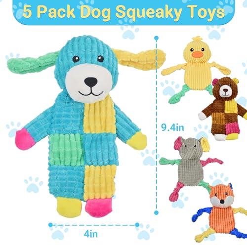 LECHONG 5Pcs Squeaky Dog Toys, Large Crinkle Dog Toys for Large Medium and Small Dogs, Puppy Toys to Keep Them Busy Great Value Dog Toy Bundle