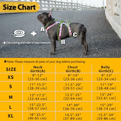 Huntboo Escape Proof Dog Harness, Escape Artist Harness, Fully Reflective Harness with Padded Handle, Breathable,Durable, Adjustable Vest for Medium Dogs Walking, Training, and Running Gear (Pink,M)