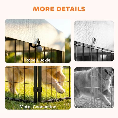 PawHut 4.7' x 4.7' x 5.1' Outdoor Dog Kennel, Welded Wire Dog Kennel Outside Run with Waterproof & UV Resistant Cover, for S&M Breeds, Chickens, Ducks, Silver