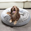 Cave Dog Bed with Blanket Easy to Assemble Donut Round Plush Cozy Cat Pet Bed for Puppy Machine Washable Removable Cover Cat Anti-Slip Bottom Gray 26X26X8 inch