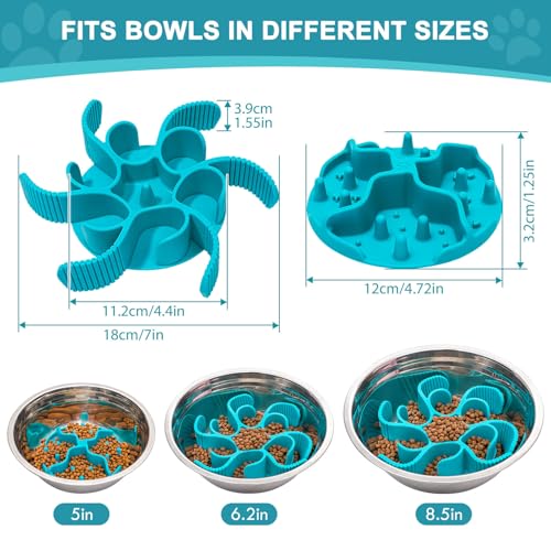 PETDOGRE Slow Feeder Insert for Dog Bowl - 2PCS Anti-Bloat Silicone Mat with Super Suction, Slow Feeder Dog Bowls for Puppy Large Breed Dogs
