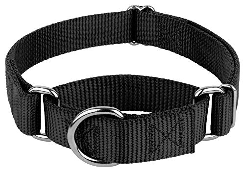Country Brook Petz - Martingale Dog Collar - Heavy-Duty Training Collar with No Buckle - Service Dog Collar for All Pups - 20 Vibrant Colors (Black, 1 Inch, Medium)
