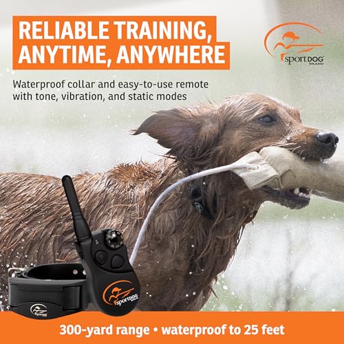 SportDOG YardTrainer 300 Remote Dog Training Collar - 300 Yard Range, 7 Static Levels, Tone & Vibration, DryTek Waterproof, Rechargeable, No-Look Design - Ideal for Yard and Park Training