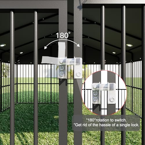 10x20x6.5 FT Large Dog Kennel, Outdoor Dog Crate with with Triple Safety Locks, Heavy Duty Outside Dog Cage Animal Enclosure with Roof Metal Secure Fence Playpen (118" W x 238" D x 78" H)