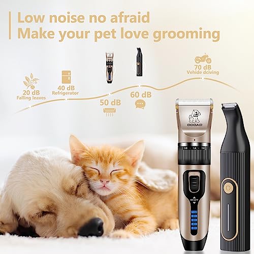 Gooad Dog Clippers for Grooming for Heavy Thick Hair&Coats,Low Noise Hair Trimmer,Rechargeable Cordless Pet Shaver, Dog Grooming Kit with Paw Trimmer Nail Grinder for Small Large Dogs