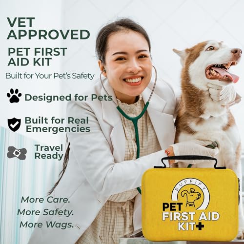 Ruffify Dog and Cat First Aid Kit – Vet Approved, 74 Essential Items Pet Emergency Kit Accessories for Car, Travel, Hunting, Hiking & Camping Gear with Mini Pouch for Home, Office & Outdoor Adventures